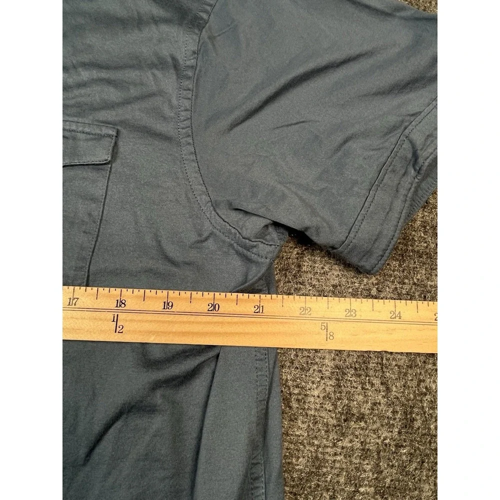 Banana Republic Men XL Button Up Short Sleeve Denim ChambrayBlue Cotton Pockets‎